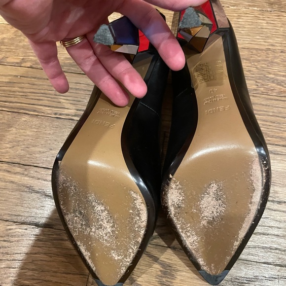 Fendi Diamond-Heel Black Leather/Multi Facet Heel - Size 40, worn once! - Picture 6 of 10